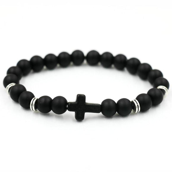 Natural Stone Cross Bracelet