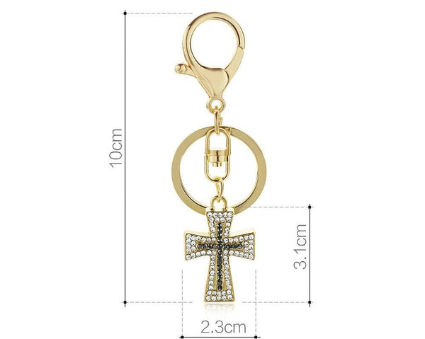 Exquisite Crystal Cross Keychain