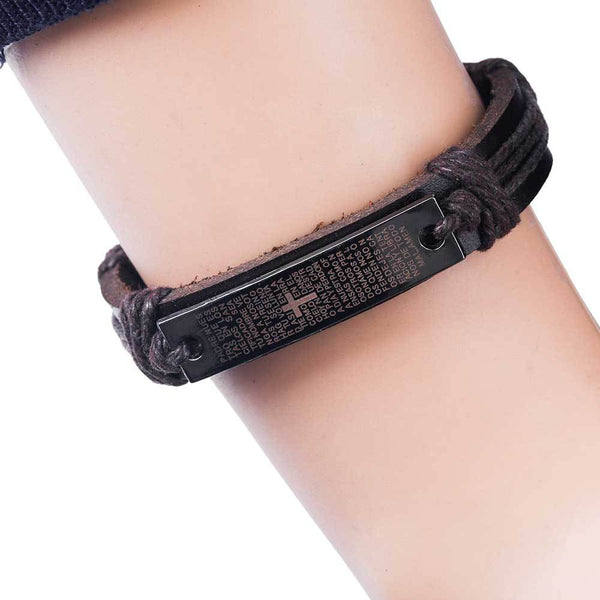 Vintage Bible Cross Leather Bracelets