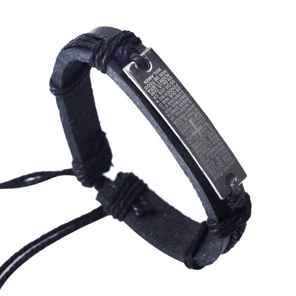Vintage Bible Cross Leather Bracelets