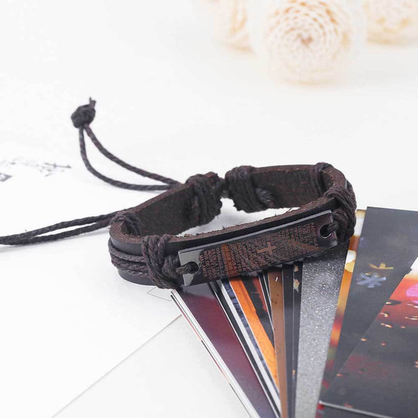 Vintage Bible Cross Leather Bracelets