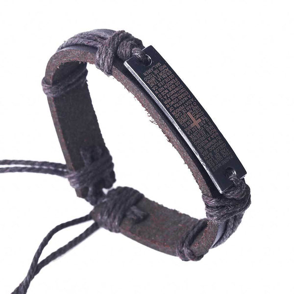 Vintage Bible Cross Leather Bracelets