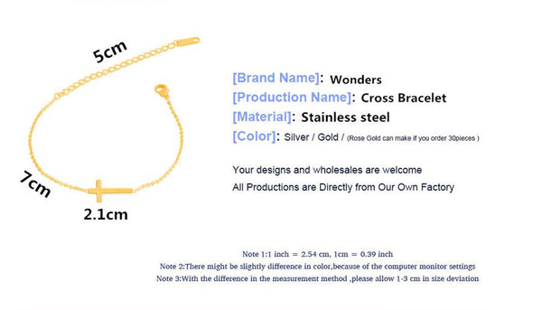 Stainless Steel Cross Charm Bracelet