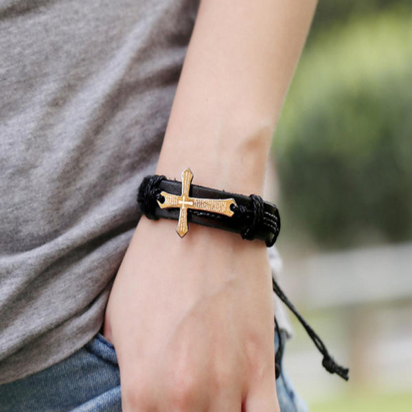Vintage Leather Cross Bracelets