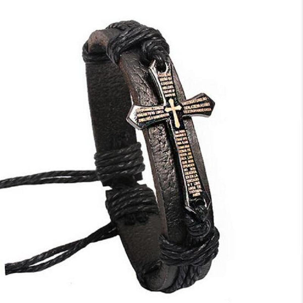 Vintage Leather Cross Bracelets