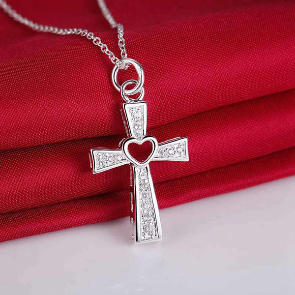 Bling Cross Heart Necklace