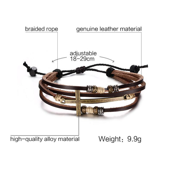Adjustable Leather Cross Bracelets