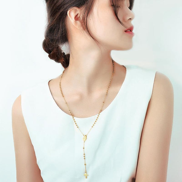 Long Chain Rosary Necklace