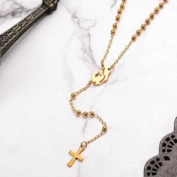 Long Chain Rosary Necklace