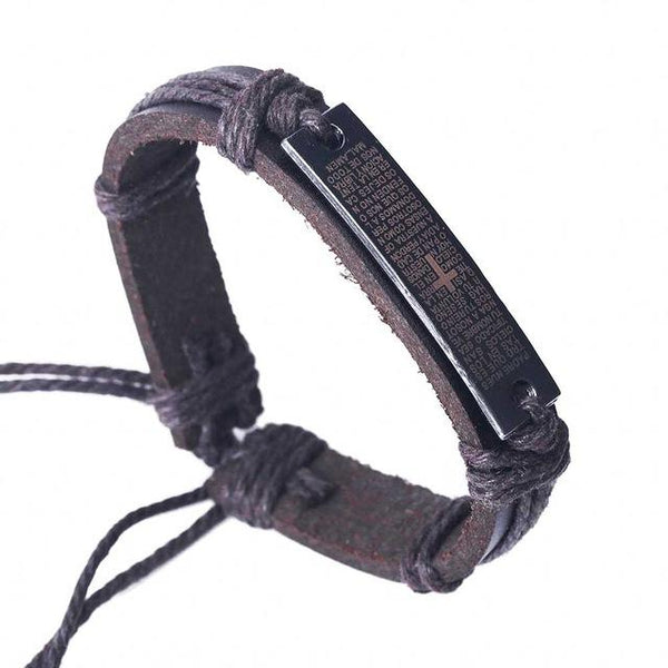 Vintage Bible Cross Leather Bracelets