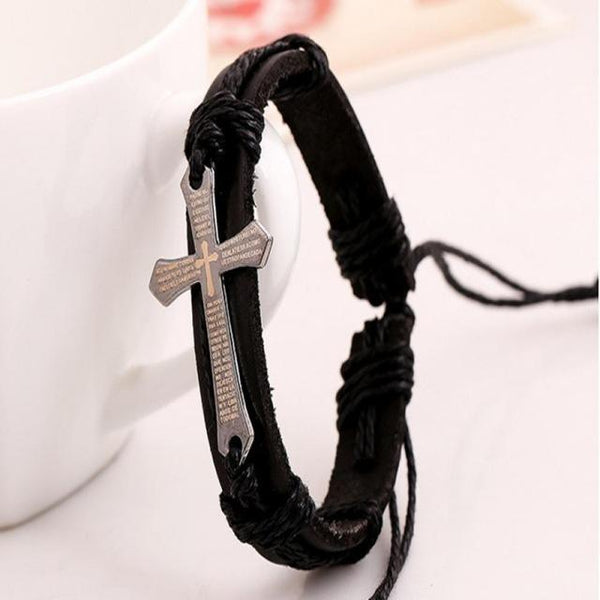 Vintage Leather Cross Bracelets